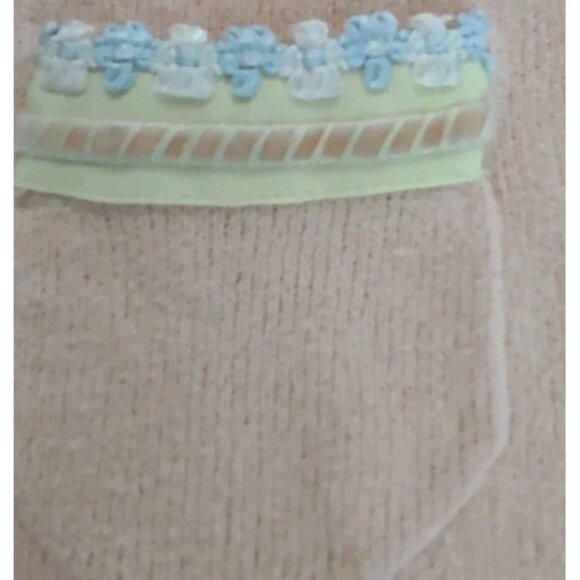 Intuitions light Peach Sweater Women knitted Cardigan Medium Lace Cottagecore - Picture 10 of 15